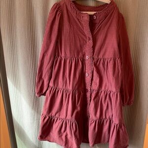 Burgundy Button-Up Tiered Dress